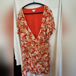 J Jill 3x Red Floral Wrap Dress